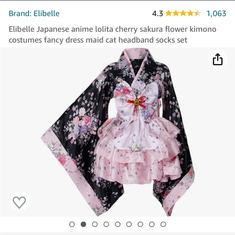 Cherry Blossom Kimono Costume - Black and Pink
